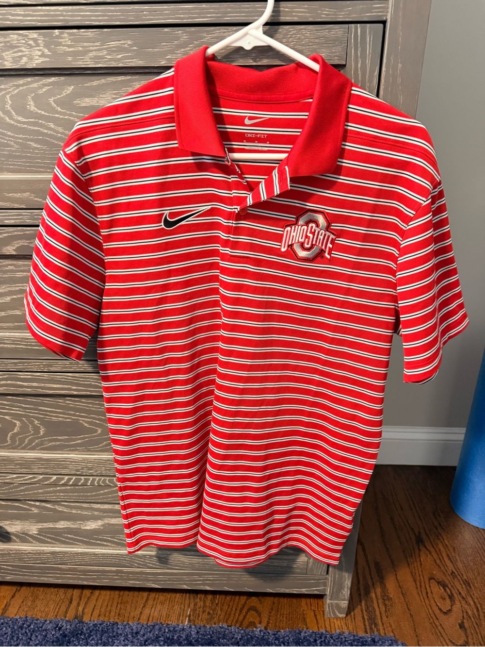 NWOT Nike Men’s Ohio State Red Striped Polo Shirt, size M